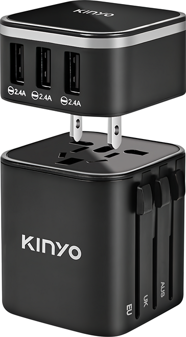 Kinyo 多合一萬國轉接頭 MPP-2345-1, 7.9cm, 黑, 1個