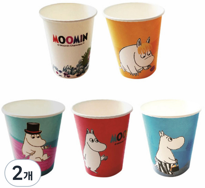 무민 5종 컬러 종이컵 270ml, 50개입, 2개
