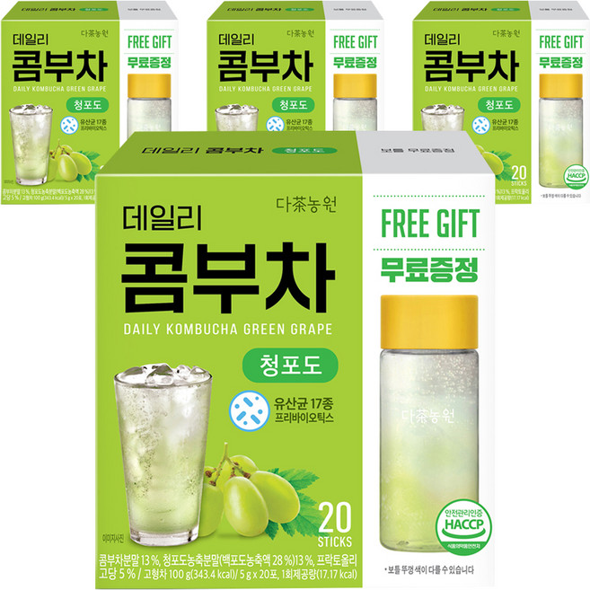 다농원 데일리 콤부차 청포도, 5g, 20개입, 4개