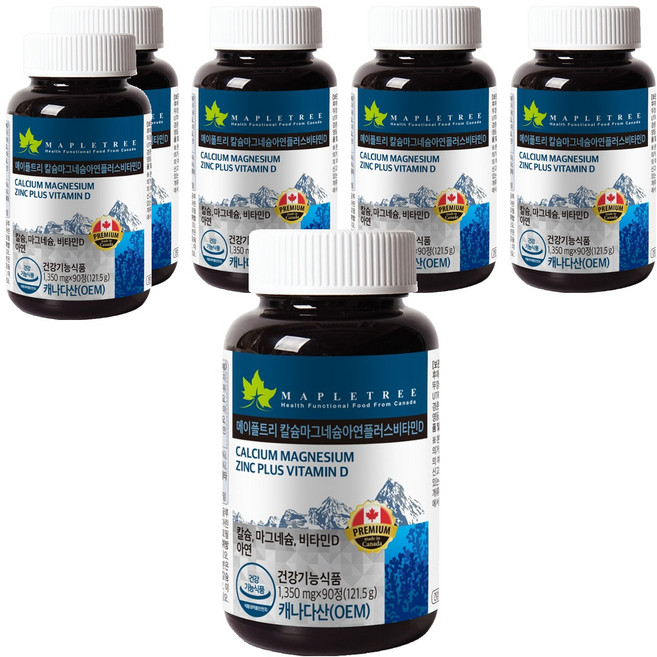 메이플트리 칼슘 마그네슘 아연 플러스 비타민D, 90정, 6개