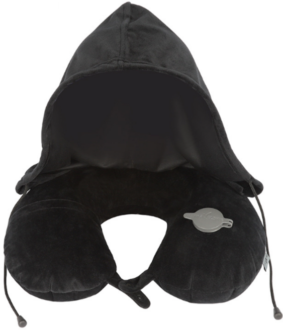 FTSY 후드 여행용 목베개, 블랙