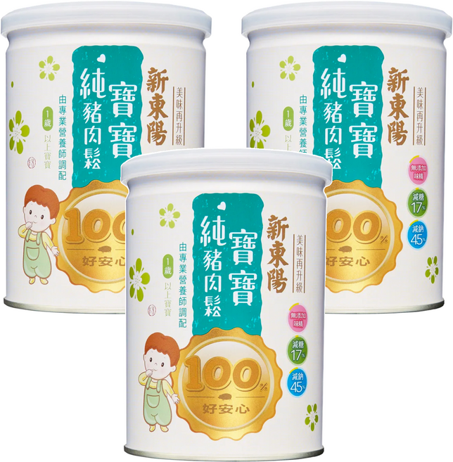 新東陽 寶寶純豬肉鬆 1歲以上, 120g, 3罐
