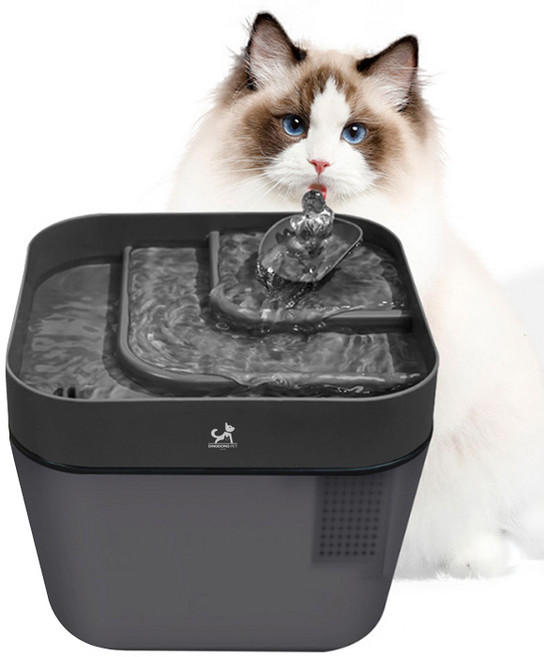 딩동펫 웨이브 자동순환 급수기, 블랙, 1개