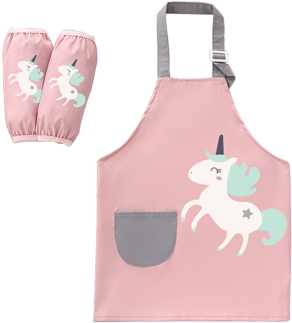 모리의집 어린이 미술 앞치마 세트, 분홍색
