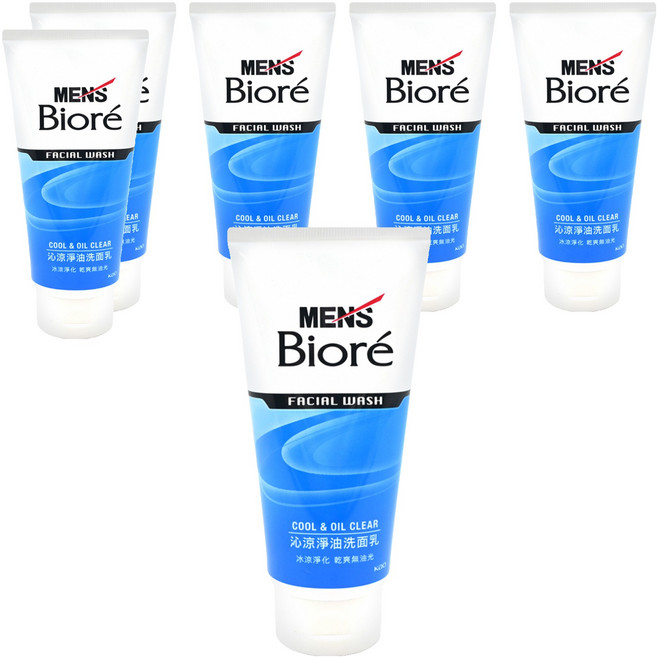 MEN's Biore 男性專用沁涼淨油洗面乳 沁涼淨化 乾爽無油光, 100g, 6條