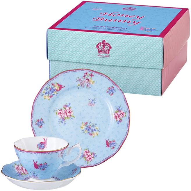로얄알버트 캔디컬렉션 커피잔 + 받침 + 20cm 접시세트 40002532, 허니버니, 커피잔 + 받침 + 접시, 3개