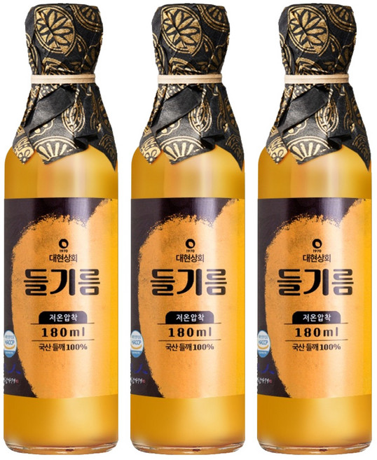 Daehyeonsanghoe 低溫壓榨韓國產紫蘇籽油, 3個, 180ml