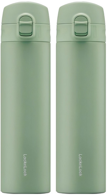 LocknLock 樂扣樂扣 Daily Slim Fit 單鍵隨行杯, 綠色, 400ml, 2個