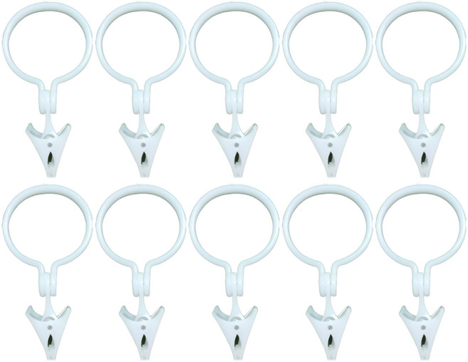 피피홈리빙 커튼링 집게 내경 33mm, 화이트, 10개