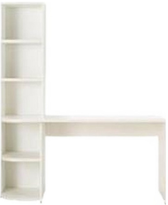 리바트 프레일 서재가구 h형 우형 책상 + 상하부책장 방문설치, 화이트(상판,뒷판) + 화이트(상하부책장)