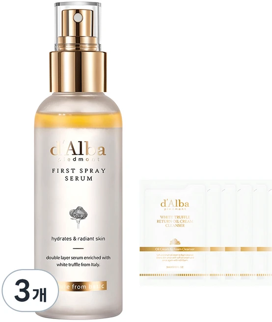 달바 화이트 트러플 퍼스트 스프레이 세럼 100ml x2p + 약산성 젤 클렌저 3ml x 5p, 3세트 - 쿠팡