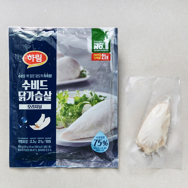 하림 수비드 닭가슴살 오리지널, 100g, 6개입, 1개