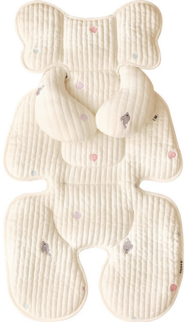 에시앙 유아용 모데즈 자수 누빔 인견 유모차라이너 + 목쿠션 세트, 오션, 1세트