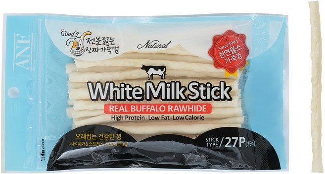 ANF 강아지 로하이드 화이트 스틱, 밀크, 75g, 1개