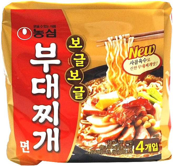 농심 보글보글 부대찌개면 127g, 4개