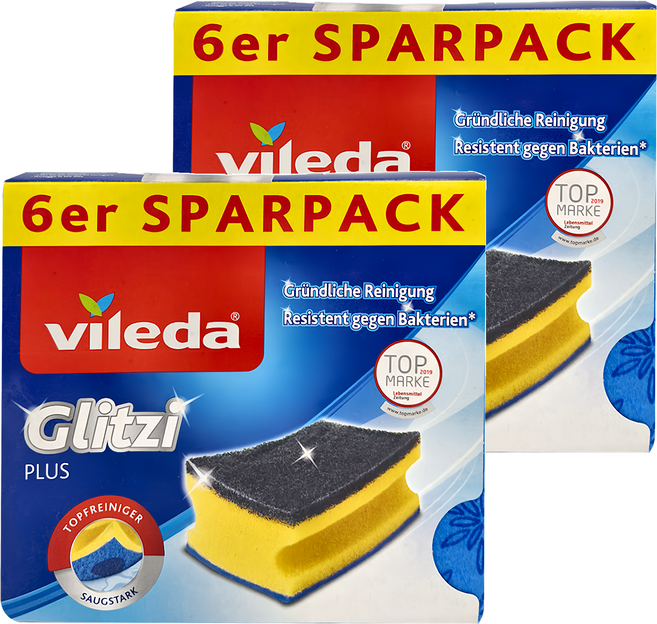 vileda Glitzi Plus 鍋具清潔海綿, 6塊, 2盒