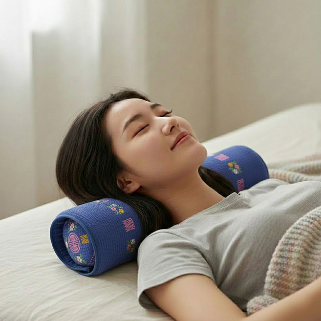 베고자니 피그먼트 편백메밀 목 베개, 파랑, 1개