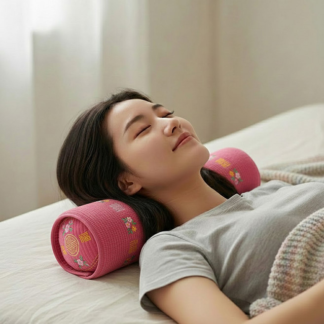 베고자니 피그먼트 편백껍질 목 베개, 빨강, 1개