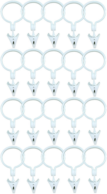 피피홈리빙 커튼링 집게 내경 33mm, 화이트, 20개