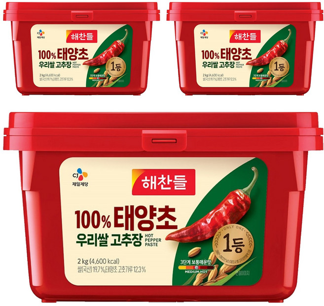 100% 태양초 우리쌀 고추장, 2kg, 3개