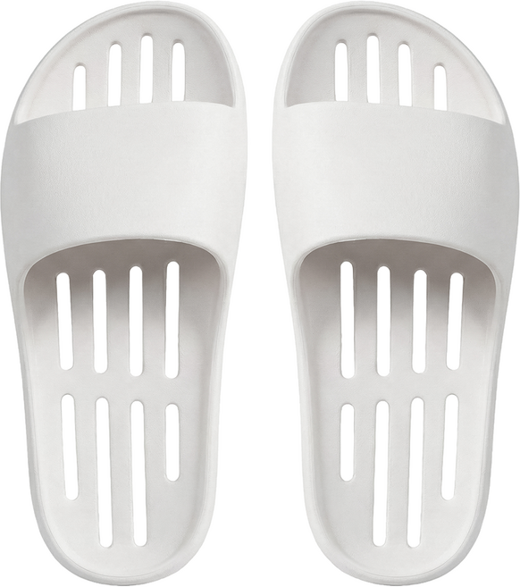 쟈니베어 프리미엄EVA 부드러운 플랫 물빠짐 욕실화, 1개, 코튼 화이트