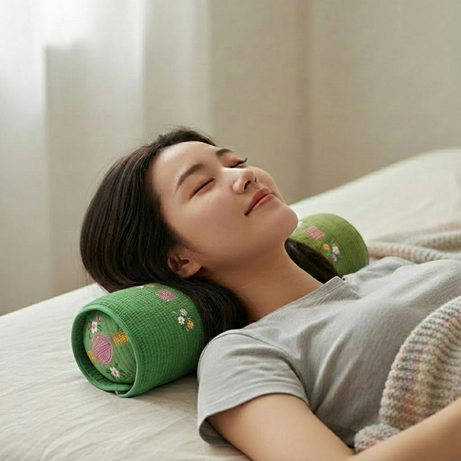 베고자니 피그먼트 편백껍질 목 베개, 초록, 2개