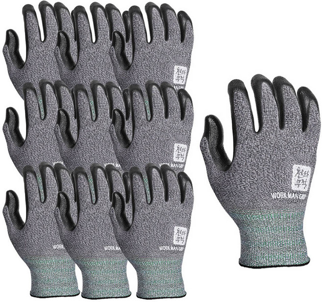 천하무적 워크맨 그립 실속형 장갑 양손착용 M, 그레이, 10세트