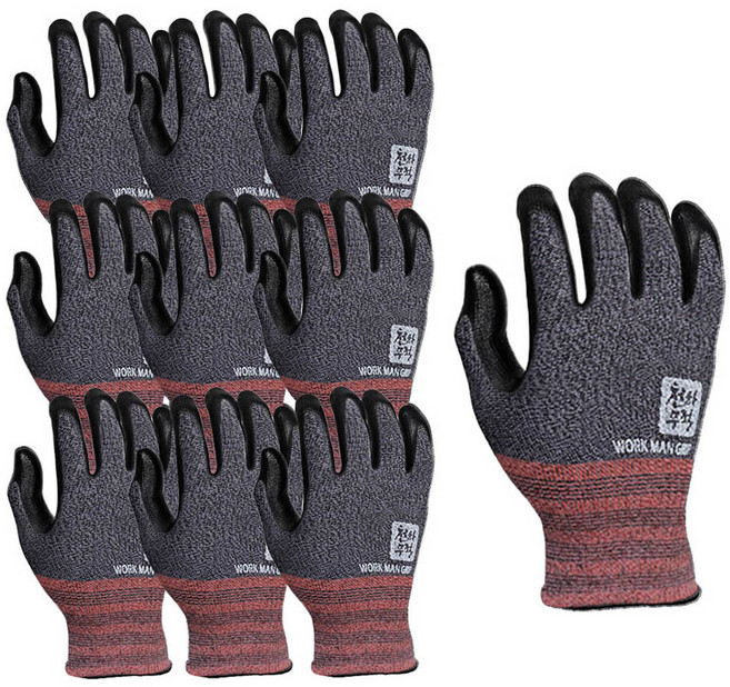 천하무적 워크맨 그립 실속형 장갑 양손착용 S, 블랙, 10세트