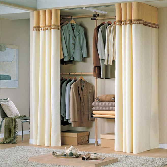 가화홈시스 우드 3단 선반형 드레스룸 행거, B-오렌지