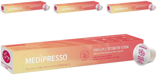 메디프레소 히비스커스 피치블라썸 티 캡슐, 2.9g, 10개입, 4개