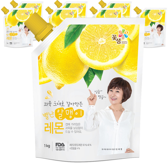 꽃샘 별난알맹이레몬차, 1kg, 8개