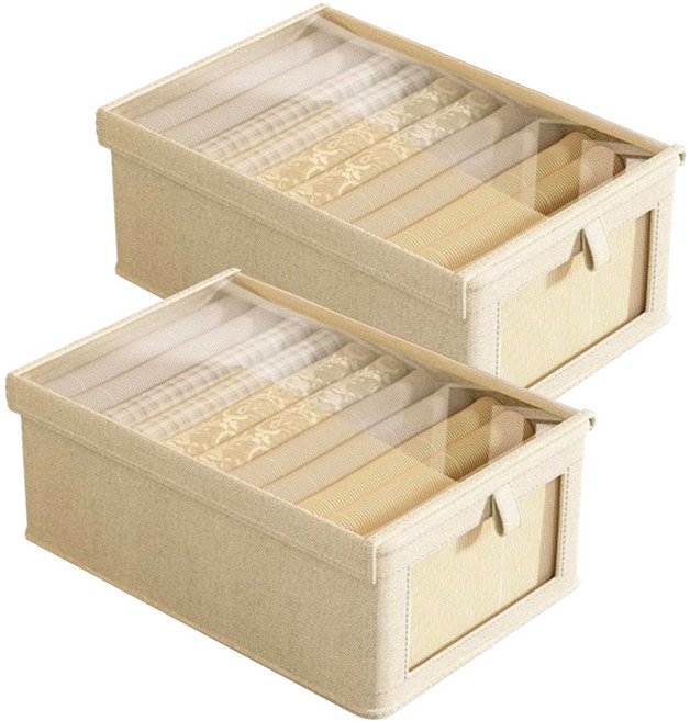 코지웰 먼지 걱정 없는 옷 정리 수납함, 베이지, 2개