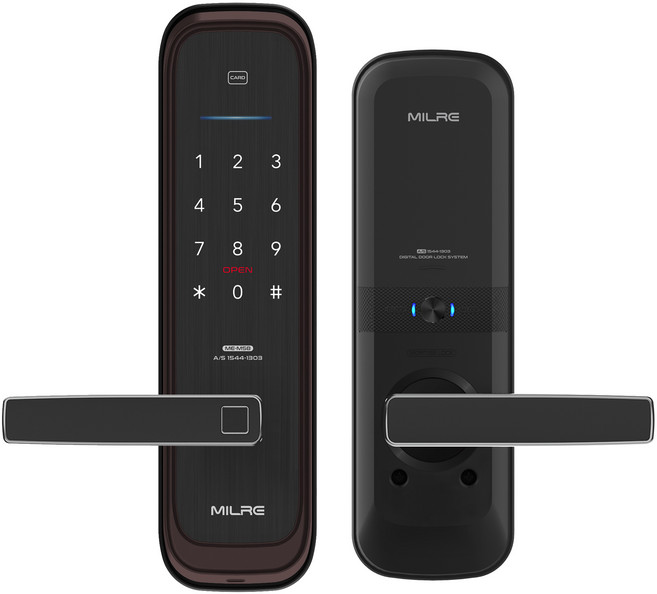 밀레시스텍 무타공 지문인식 스마트 손잡이 있음 도어락 ME-M58F, ME-M58F(와인 퍼플), 고객직접설치