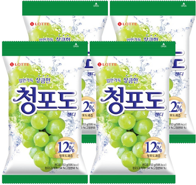 롯데제과 청포도 캔디, 153g, 4개