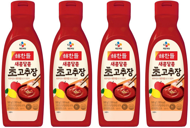 해찬들 새콤달콤 초고추장 튜브형, 500g, 4개