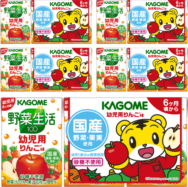 KAGOME 可果美 野菜生活100 幼兒綜合蔬菜蘋果汁, 100ml, 15入