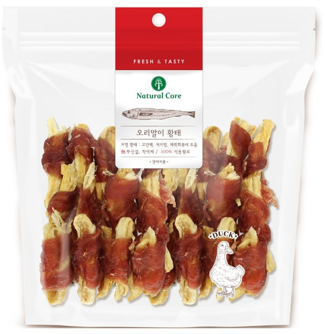 네츄럴코어 강아지 간식, 혼합맛(오리/황태), 220g, 1개