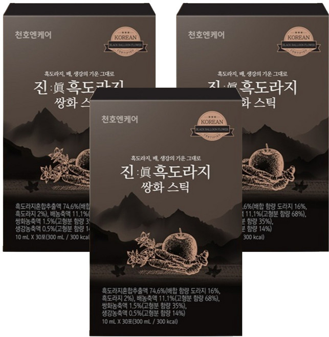 천호엔케어 진 흑도라지 쌍화 스틱, 300ml, 90개