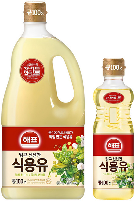해표 콩기름 식용유 900mL + 1.8L 세트, 1세트
