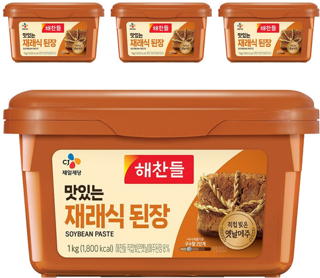 해찬들 맛있는 재래식 된장, 1kg, 4개