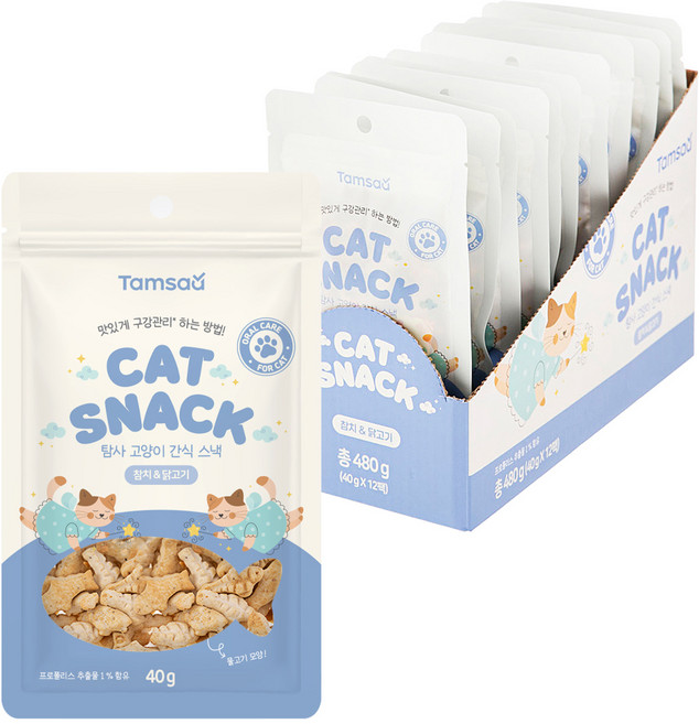 탐사 고양이 간식 스낵, 40g, 12개, 혼합맛(참치/닭고기)