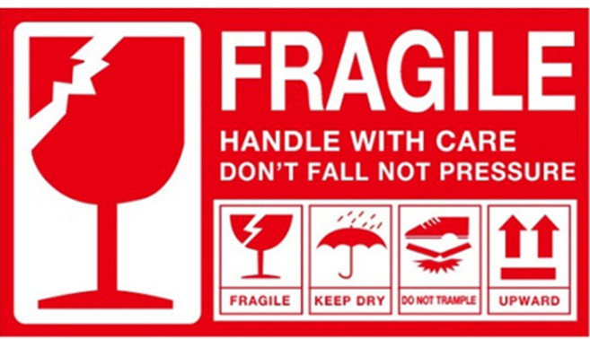 셀러서포터 영문 택배 취급주의 파손주의 스티커, 1개입, 500개