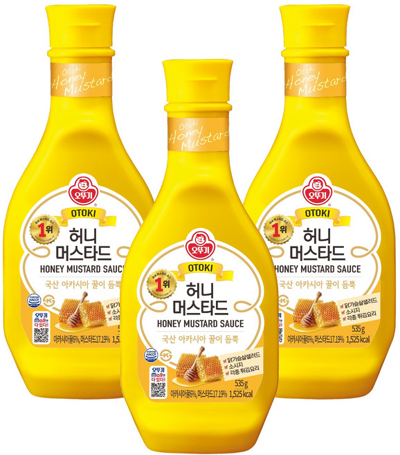 오뚜기 허니머스타드 소스, 535g, 3개