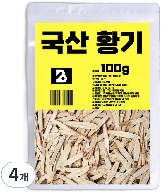 비니플랑센 국산 황기 절편, 100g, 4개