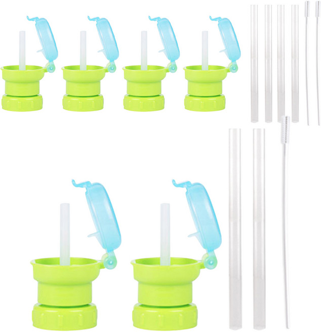 베베락 물병 스트로우캡 세트, 3세트, 스트로우캡 그린 2p + 실리콘빨대 2p + 세척솔