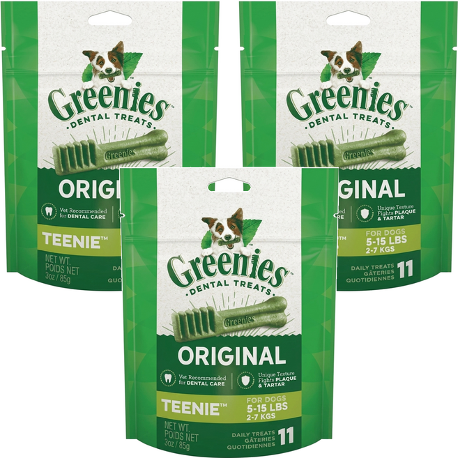Greenies 健綠 潔牙骨 2-7kg犬專用 11支, 原味, 85g, 3包