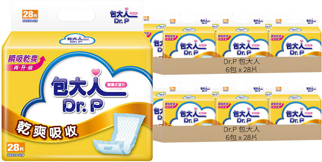 Dr.P 包大人 乾爽吸收 替換式尿片, 50 x 24cm, 28片, 12包
