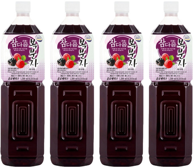 파낙스 참다음 복분자 음료베이스, 1.5L, 4개