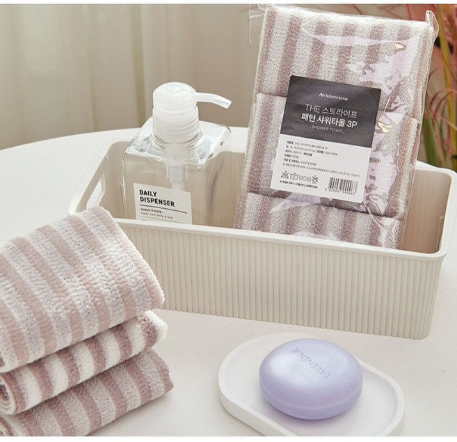 아던홈 THE 스트라이프 패턴 샤워타올, 혼합색상, 3개입, 1개