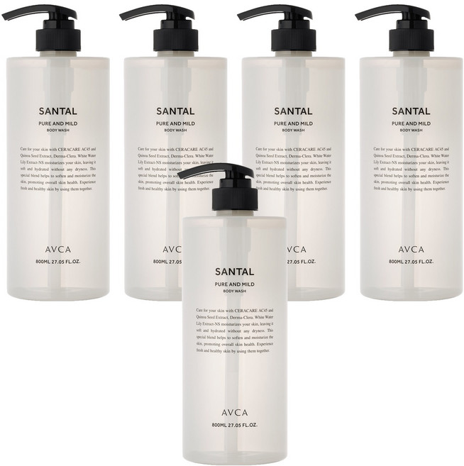 아브카 퓨어 앤 마일드 바디워시 상탈, 800ml, 5개